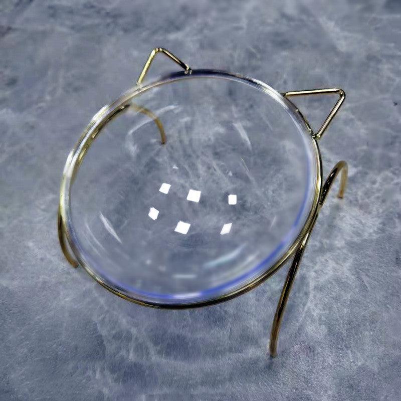 Sparkling Glass Cat Bowl With Elevated Metal Rack - Stylish And Functional Pet Feeder - FurrrBabies & More! - Cat Bowls & Feeders