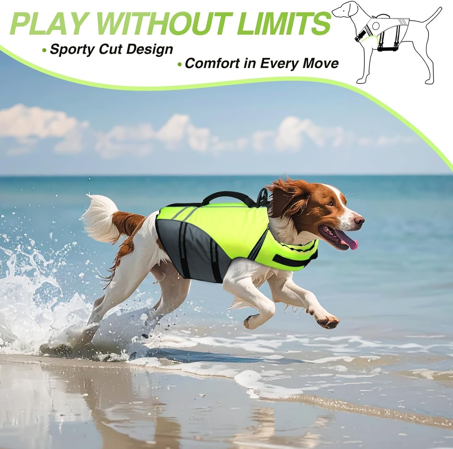 Sports Style Dog Life Vest, Dog Life Jacket for Swimming & Boating, Ripstop & Buoyancy for Puppy Doggy, Lifejacket with Handle, S, Bright Yellow - FurrrBabies & More! - 313103781715
