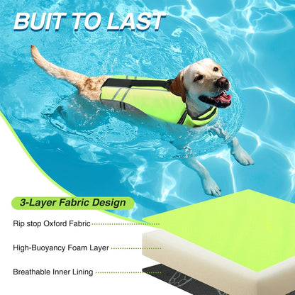 Sports Style Dog Life Vest, Dog Life Jacket for Swimming & Boating, Ripstop & Buoyancy for Puppy Doggy, Lifejacket with Handle, S, Bright Yellow - FurrrBabies & More! - 313103781715