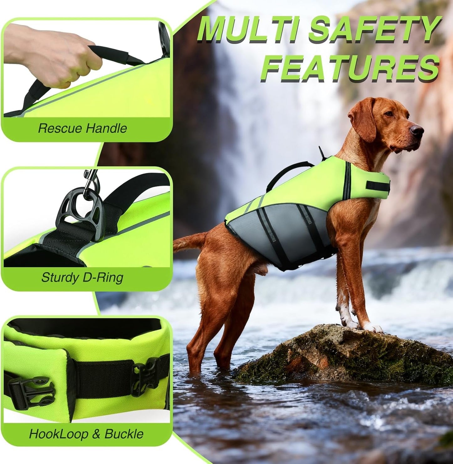 Sports Style Dog Life Vest, Dog Life Jacket for Swimming & Boating, Ripstop & Buoyancy for Puppy Doggy, Lifejacket with Handle, S, Bright Yellow - FurrrBabies & More! - 313103781715