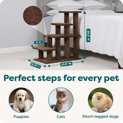 Steady Paws Multi - Step Pet Stairs for High Beds & Sofas - Brown, 4 - Step - FurrrBabies & More! - 313051847808