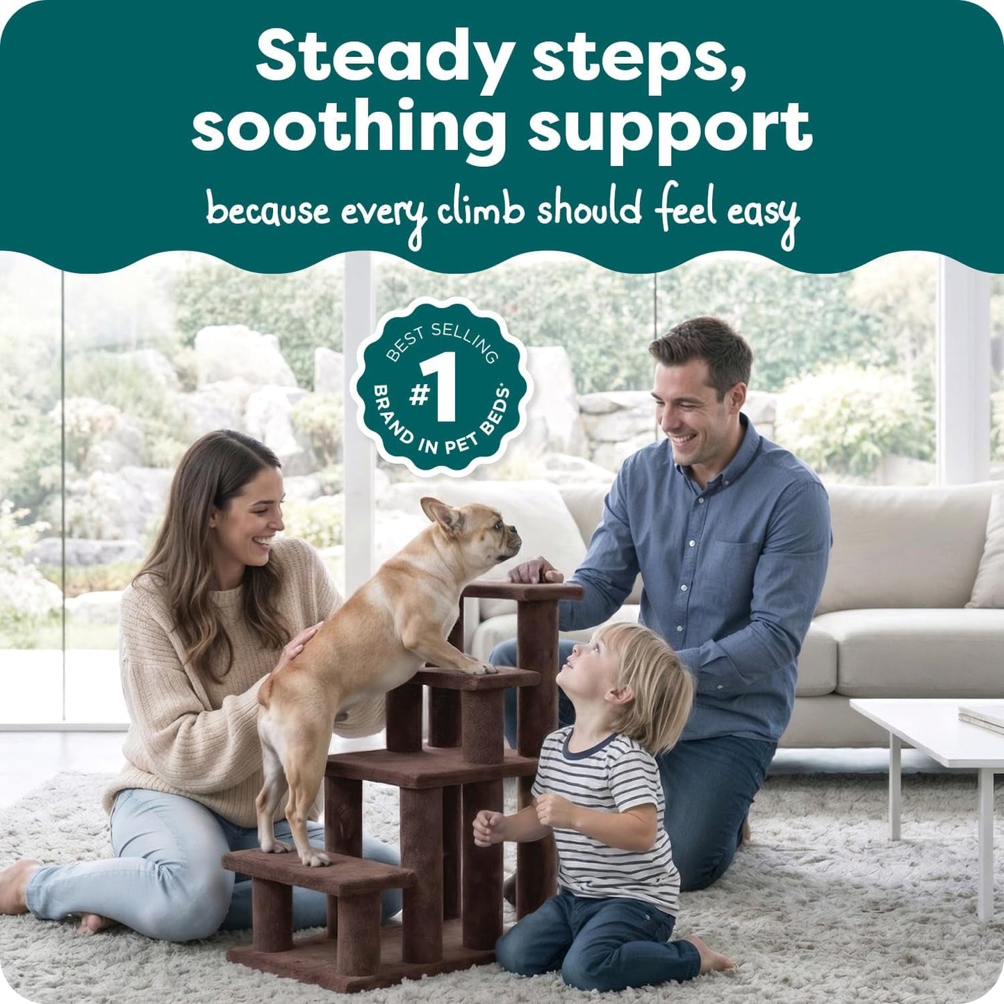 Steady Paws Multi - Step Pet Stairs for High Beds & Sofas - Brown, 4 - Step - FurrrBabies & More! - 313051847808