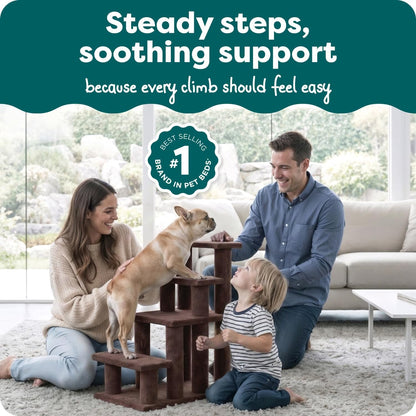 Steady Paws Multi - Step Pet Stairs for High Beds & Sofas - Brown, 4 - Step - FurrrBabies & More! - 313051847808