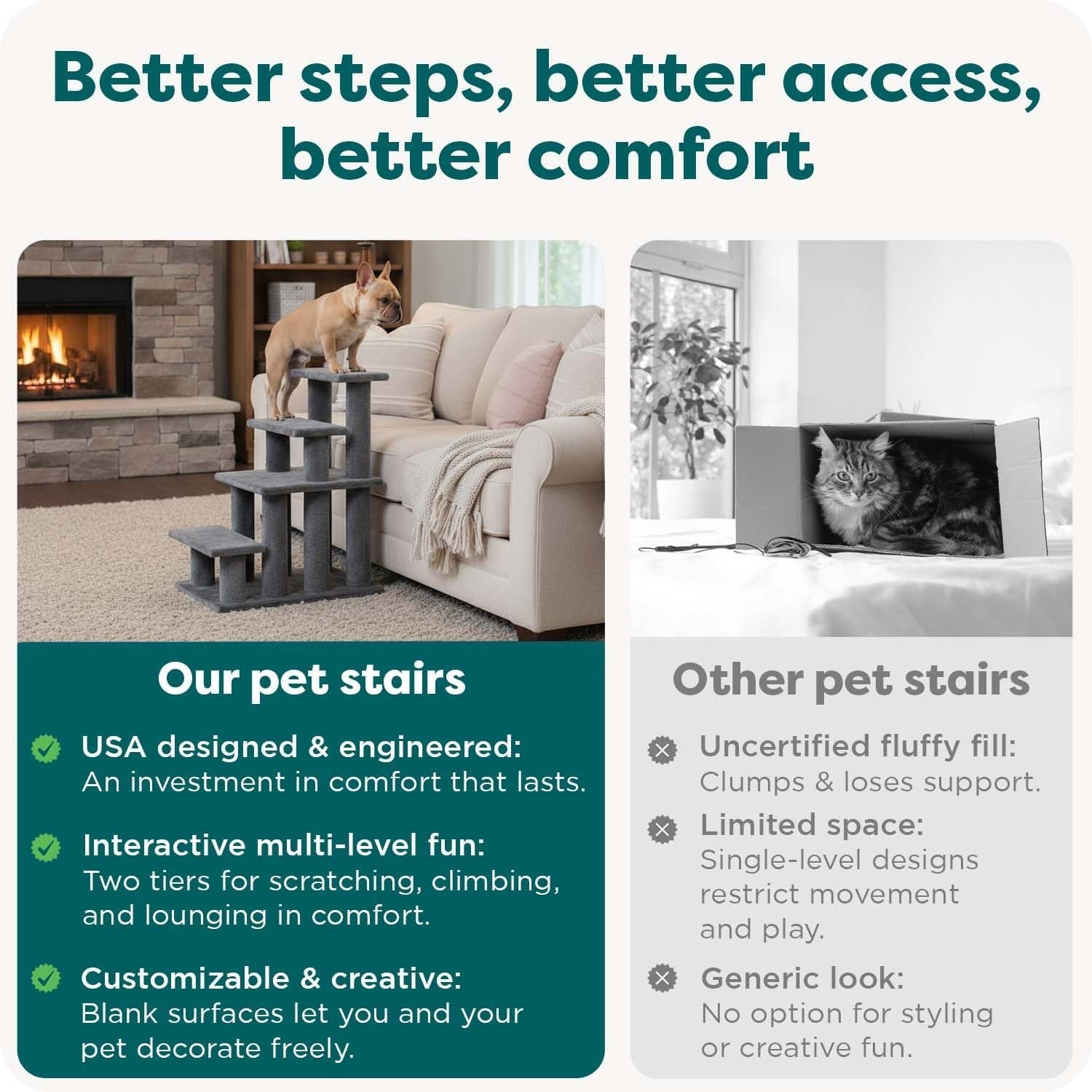 Steady Paws Multi - Step Pet Stairs for High Beds & Sofas - Brown, 4 - Step - FurrrBabies & More! - 313051847808
