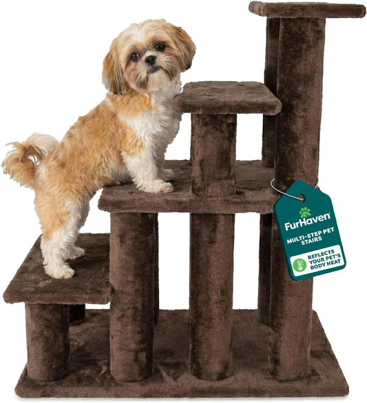 Steady Paws Multi - Step Pet Stairs for High Beds & Sofas - Brown, 4 - Step - FurrrBabies & More! - 313051847808