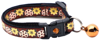 Steampunk Gears Breakaway Cat Collar - FurrrBabies & More! - Brown - Cat Collar
