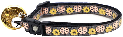 Steampunk Gears Breakaway Cat Collar - FurrrBabies & More! - Grey - Cat Collar