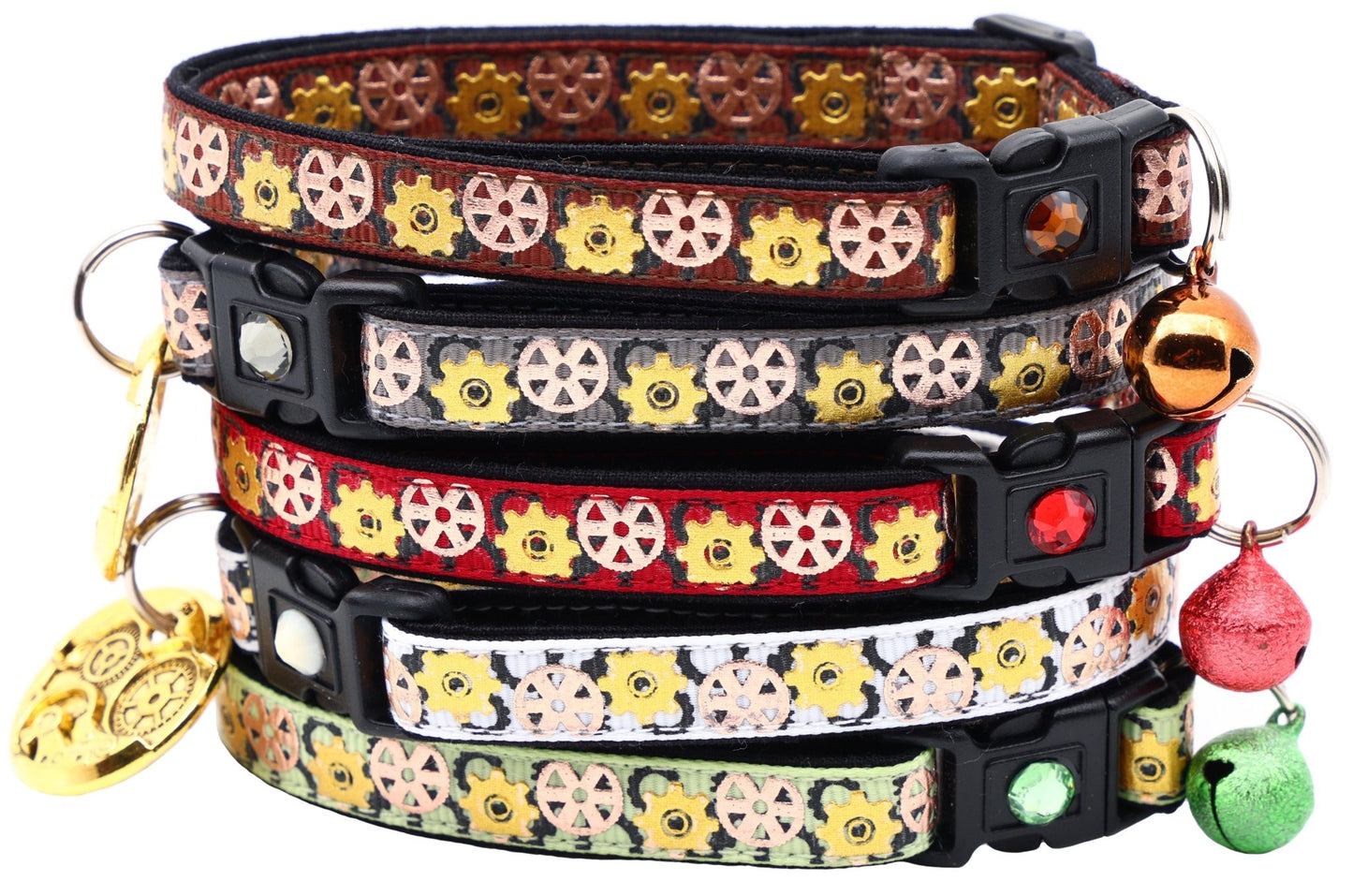Steampunk Gears Breakaway Cat Collar - FurrrBabies & More! - White - Cat Collar