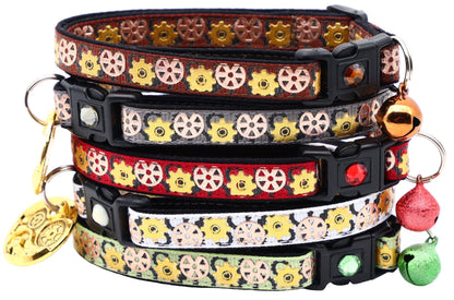 Steampunk Gears Breakaway Cat Collar - FurrrBabies & More! - White - Cat Collar
