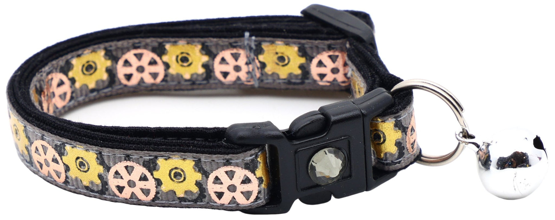 Steampunk Gears Breakaway Cat Collar - FurrrBabies & More! - Grey - Cat Collar
