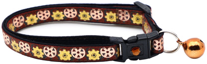 Steampunk Gears Breakaway Cat Collar - FurrrBabies & More! - Brown - Cat Collar