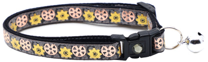 Steampunk Gears Breakaway Cat Collar - FurrrBabies & More! - Grey - Cat Collar