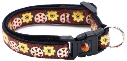 Steampunk Gears Breakaway Cat Collar - FurrrBabies & More! - Brown - Cat Collar