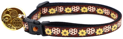 Steampunk Gears Breakaway Cat Collar - FurrrBabies & More! - Brown - Cat Collar