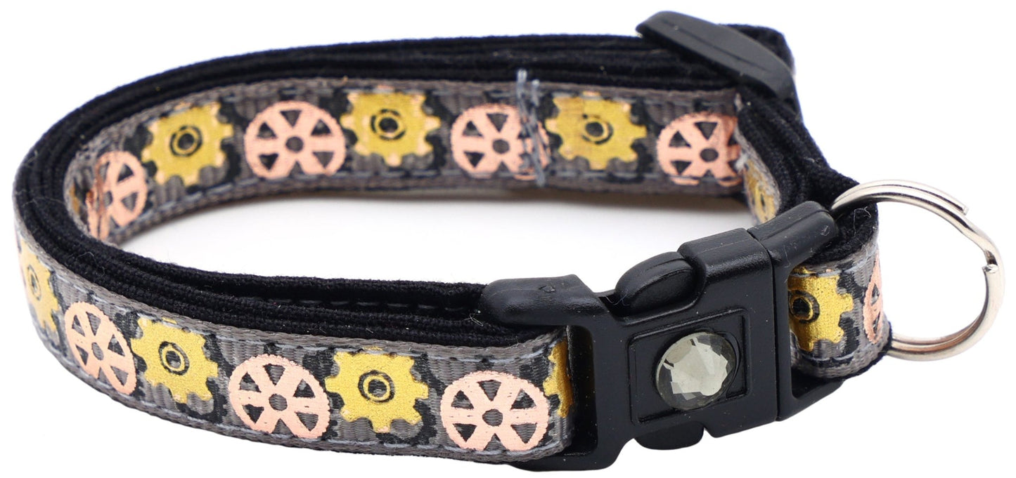 Steampunk Gears Breakaway Cat Collar - FurrrBabies & More! - Grey - Cat Collar