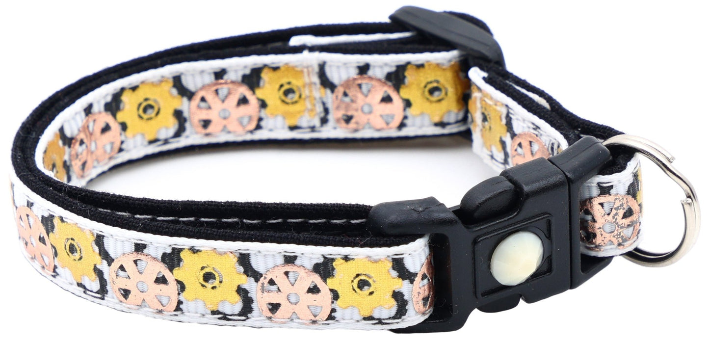 Steampunk Gears Breakaway Cat Collar - FurrrBabies & More! - White - Cat Collar