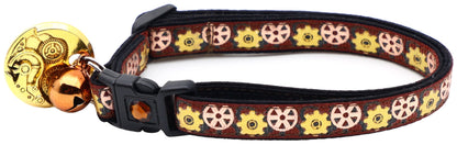 Steampunk Gears Breakaway Cat Collar - FurrrBabies & More! - Brown - Cat Collar