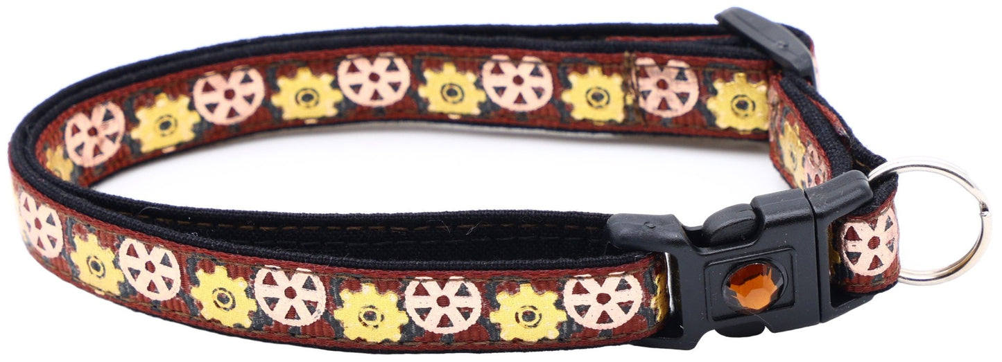 Steampunk Gears Breakaway Cat Collar - FurrrBabies & More! - Brown - Cat Collar