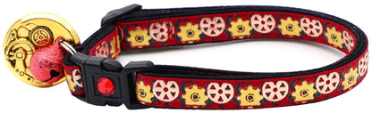 Steampunk Gears Breakaway Cat Collar - FurrrBabies & More! - Red - Cat Collar