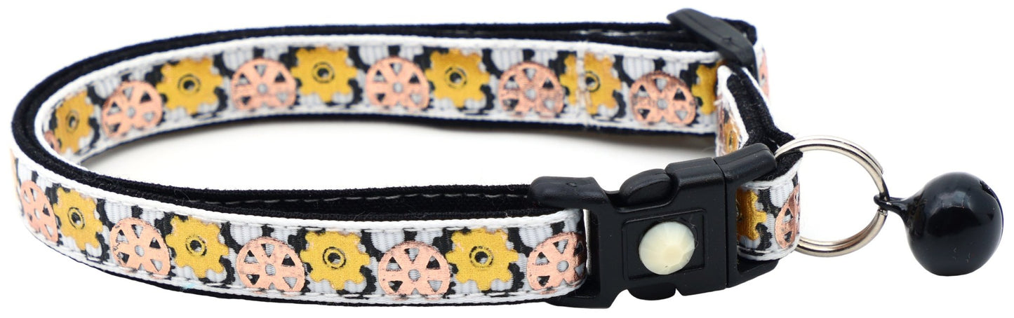 Steampunk Gears Breakaway Cat Collar - FurrrBabies & More! - White - Cat Collar
