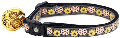 Steampunk Gears Breakaway Cat Collar - FurrrBabies & More! - Grey - Cat Collar