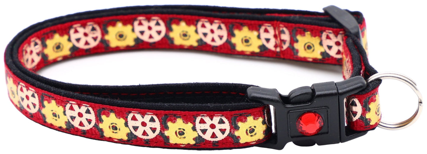 Steampunk Gears Breakaway Cat Collar - FurrrBabies & More! - Red - Cat Collar