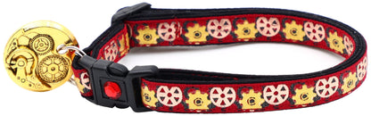 Steampunk Gears Breakaway Cat Collar - FurrrBabies & More! - Red - Cat Collar