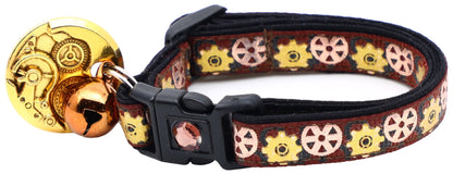 Steampunk Gears Breakaway Cat Collar - FurrrBabies & More! - Brown - Cat Collar