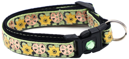 Steampunk Gears Breakaway Cat Collar - FurrrBabies & More! - Green - Cat Collar
