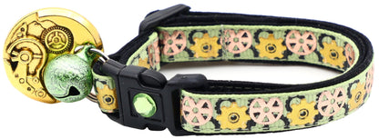 Steampunk Gears Breakaway Cat Collar - FurrrBabies & More! - Green - Cat Collar