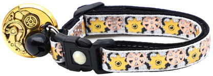 Steampunk Gears Breakaway Cat Collar - FurrrBabies & More! - White - Cat Collar