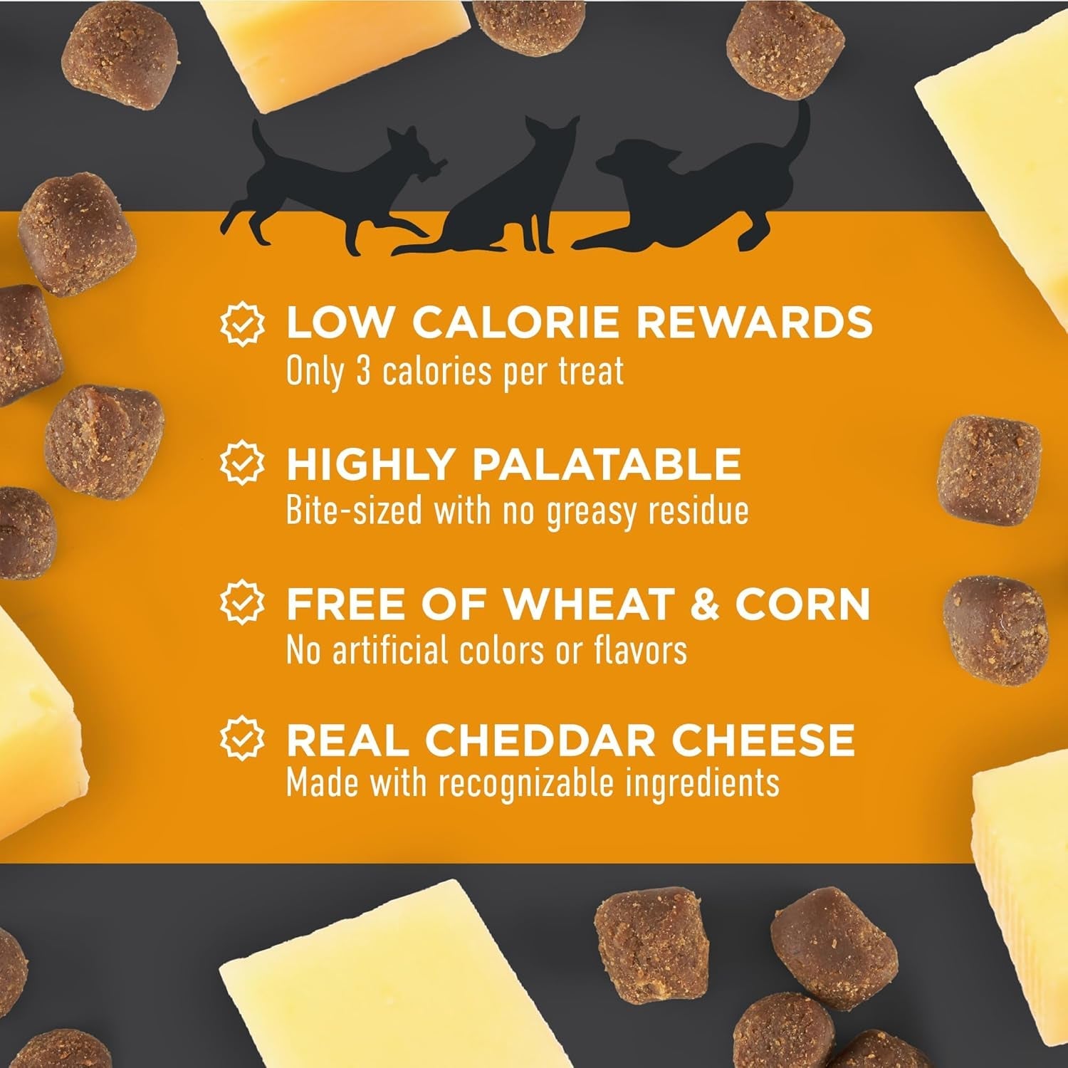 Tricky Trainers Soft & Chewy Dog Treats, Cheddar, 5 Oz. Pouch - FurrrBabies & More! - 7445048230249