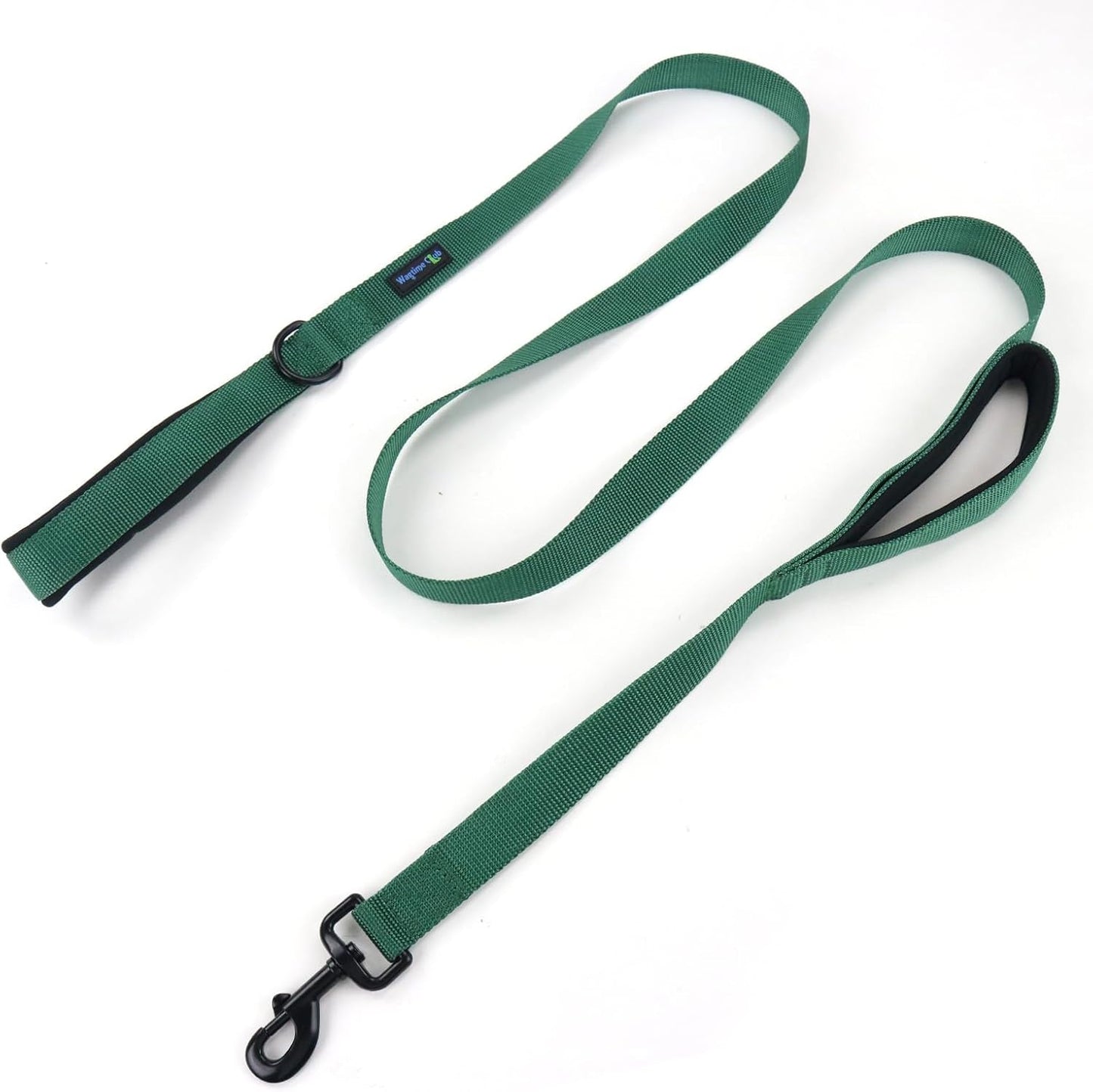 Wagtime Club Double Handle Dog Leash, 6Ft Long Heavy Duty Dog Leash with Paded Traffic Handles for Extral Control and Training, Dual Handles Leads, Large Medium Small Dogs (Hunter Green) - FurrrBabies & More! - 313109442412
