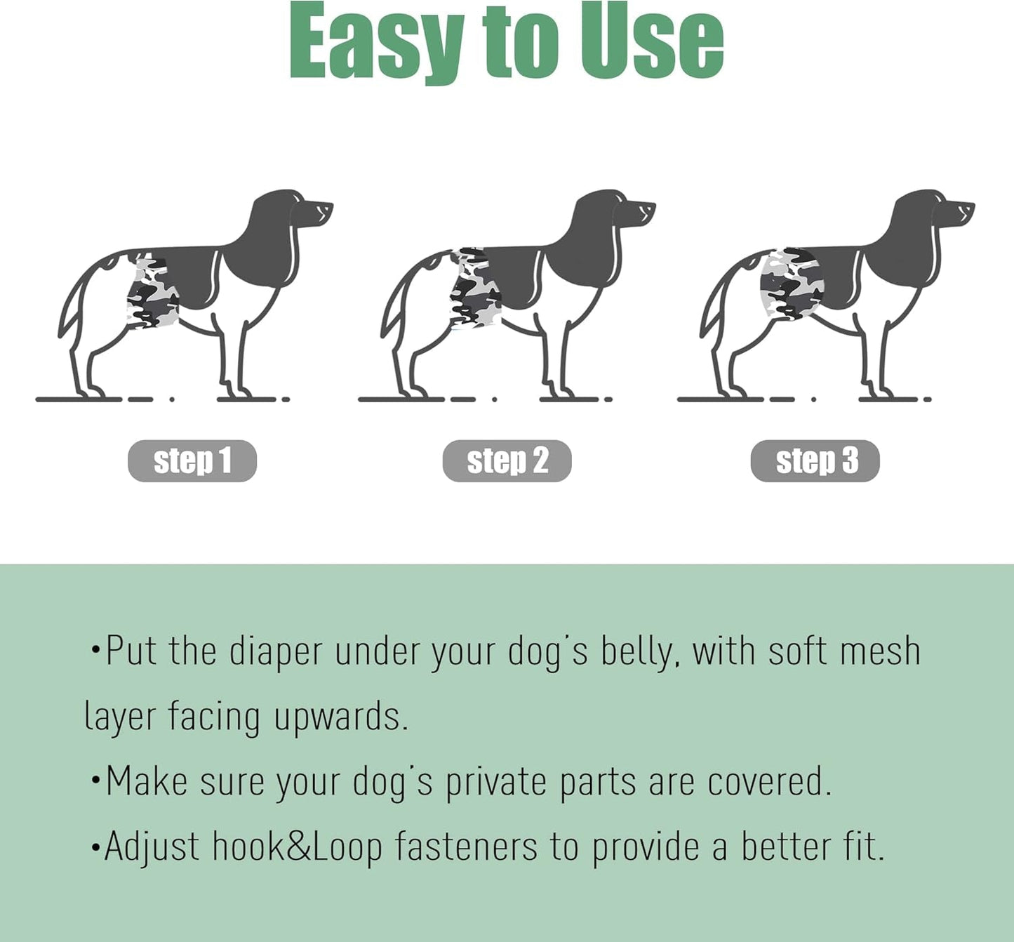 Washable Male Dog Diapers (Pack of 3) - Washable Male Dog Belly Wrap (Camo, XS) - FurrrBabies & More! - 313096347318
