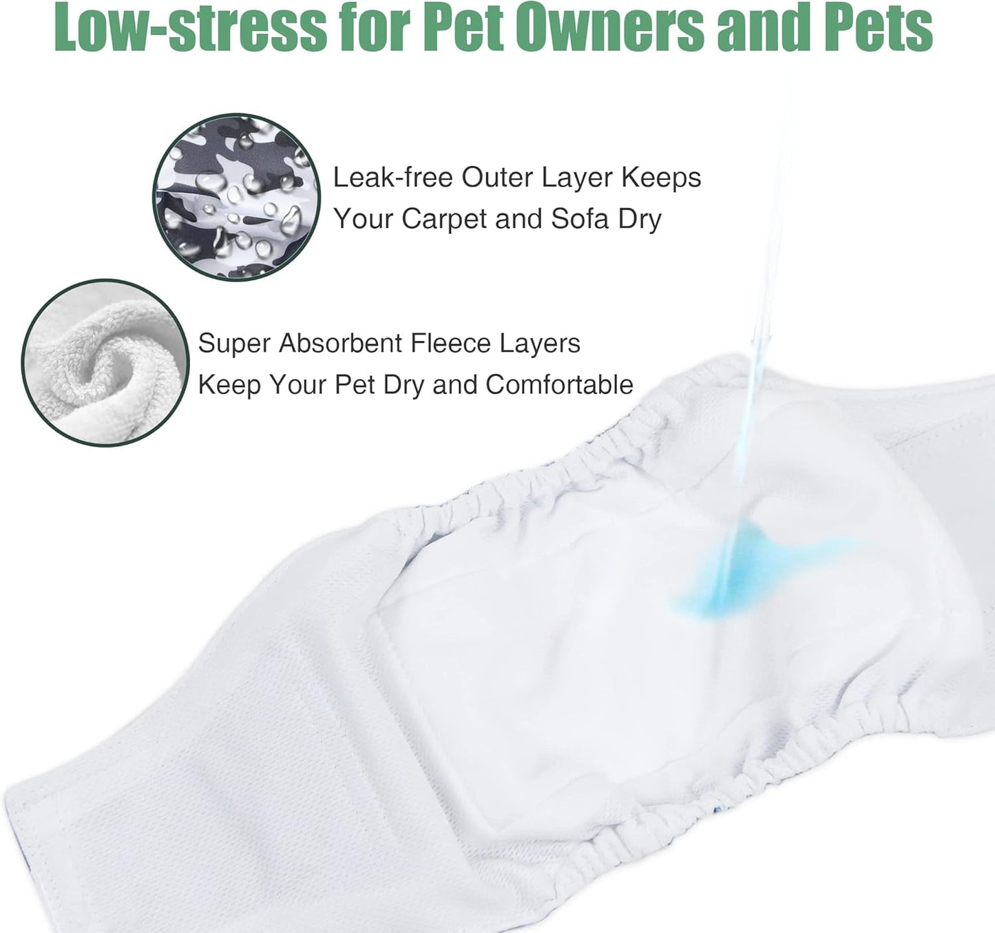 Washable Male Dog Diapers (Pack of 3) - Washable Male Dog Belly Wrap (Camo, XS) - FurrrBabies & More! - 313096347318