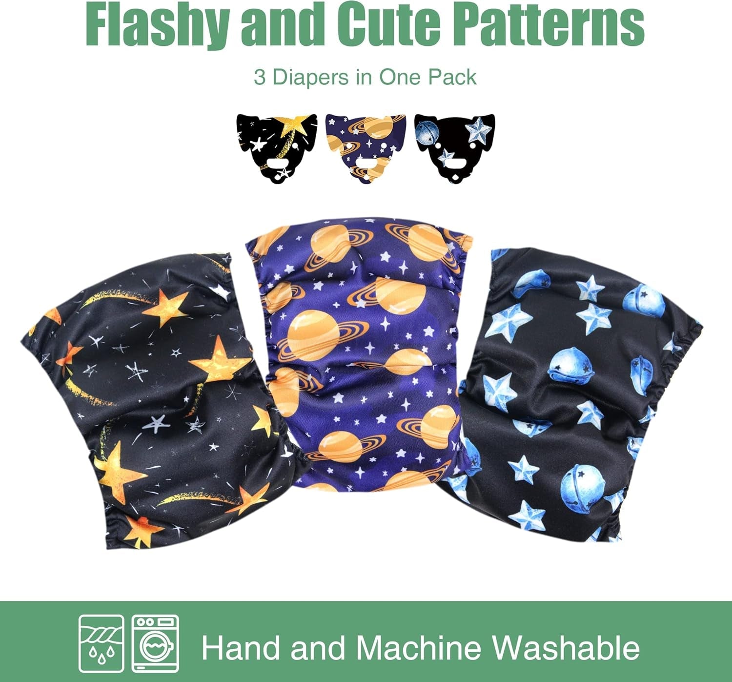 Washable Male Dog Diapers (Pack of 3) - Washable Male Dog Belly Wrap (Vast Sky, XS) - FurrrBabies & More! - 7445009837876