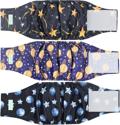 Washable Male Dog Diapers (Pack of 3) - Washable Male Dog Belly Wrap (Vast Sky, XS) - FurrrBabies & More! - 7445009837876