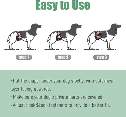 Washable Male Dog Diapers (Pack of 3) - Washable Male Dog Belly Wrap (Vast Sky, XS) - FurrrBabies & More! - 7445009837876