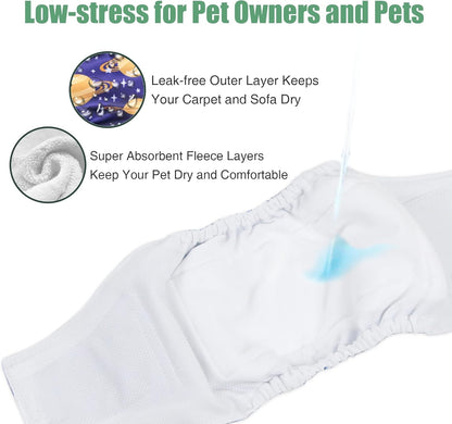 Washable Male Dog Diapers (Pack of 3) - Washable Male Dog Belly Wrap (Vast Sky, XS) - FurrrBabies & More! - 7445009837876