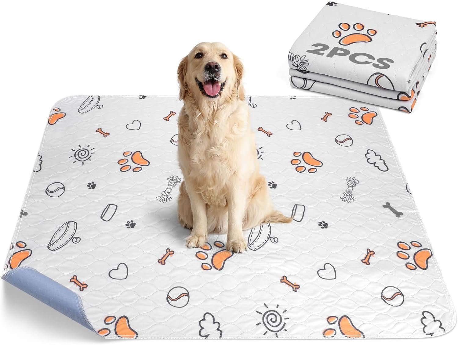 Washable Pee Pads for Dogs, 2 Pack Large 36"X41" Super Absorbent Reusable Dog Training Pads, 100% Waterproof Non - Slip Puppy Whelping Dog Playpen Indoor Pads Mat Pet Supplies - FurrrBabies & More! - 726084547360