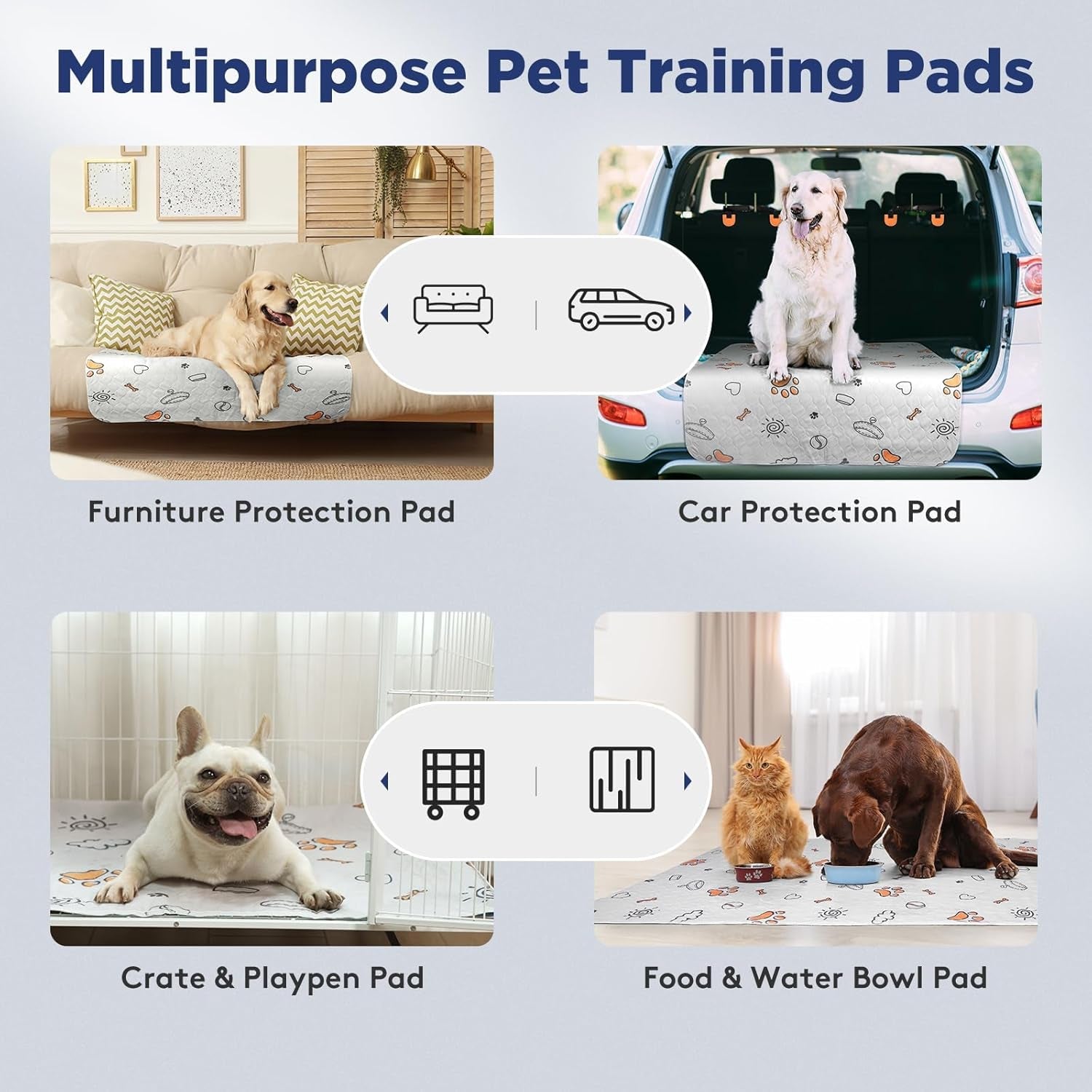 Washable Pee Pads for Dogs, 2 Pack Large 36"X41" Super Absorbent Reusable Dog Training Pads, 100% Waterproof Non - Slip Puppy Whelping Dog Playpen Indoor Pads Mat Pet Supplies - FurrrBabies & More! - 726084547360