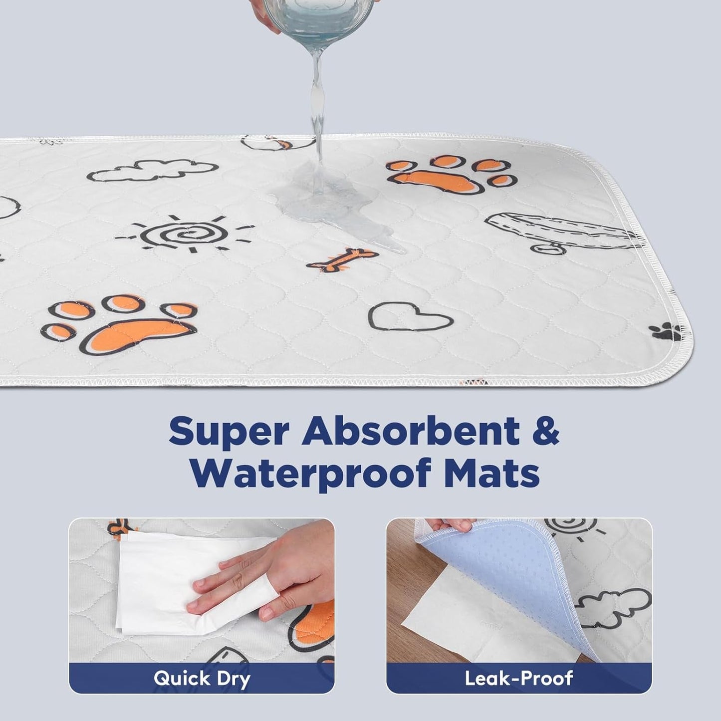 Washable Pee Pads for Dogs, 2 Pack Large 36"X41" Super Absorbent Reusable Dog Training Pads, 100% Waterproof Non - Slip Puppy Whelping Dog Playpen Indoor Pads Mat Pet Supplies - FurrrBabies & More! - 726084547360