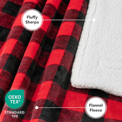 Waterproof Dog Blanket for Couch, Extra Large 80X60, Pee Proof Sherpa Fleece Reversible Pet Throw, Furniture Protector for Bed Sofa Crate Kennel, Soft Washable Cover for Dog Cat, Plaid Red - FurrrBabies & More! - 744110085747