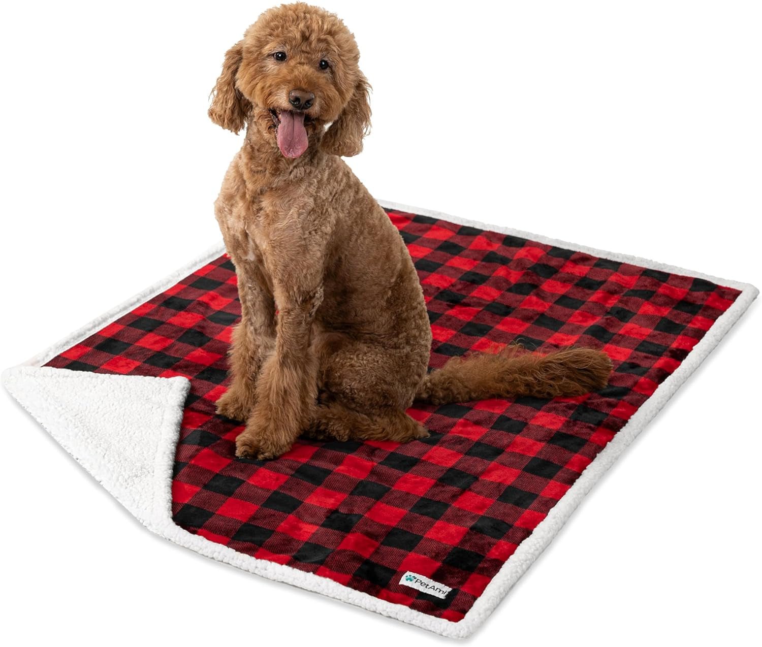 Waterproof Dog Blanket for Couch, Extra Large 80X60, Pee Proof Sherpa Fleece Reversible Pet Throw, Furniture Protector for Bed Sofa Crate Kennel, Soft Washable Cover for Dog Cat, Plaid Red - FurrrBabies & More! - 744110085747