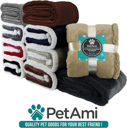 Waterproof Dog Blanket for Couch, Extra Large 80X60, Pee Proof Sherpa Fleece Reversible Pet Throw, Furniture Protector for Bed Sofa Crate Kennel, Soft Washable Cover for Dog Cat, Plaid Red - FurrrBabies & More! - 744110085747