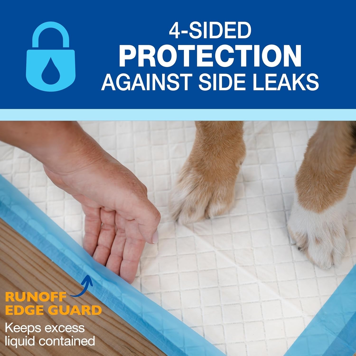 Wee - Wee Superior Performance Pee Pads for Dogs with Runoff Barrier Edge Guard Protection, Puppy & Dog Potty Training Pads, Housebreaking Supplies, 27.5" X 44" (18 Count) - FurrrBabies & More! - 7445001439474