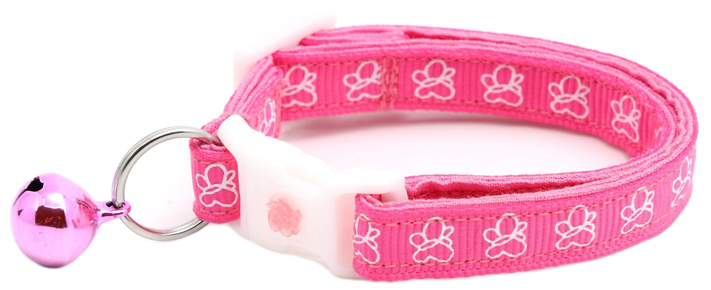 White Butterflies on Bright Pink Cat Collar - FurrrBabies & More! - Cat Collar