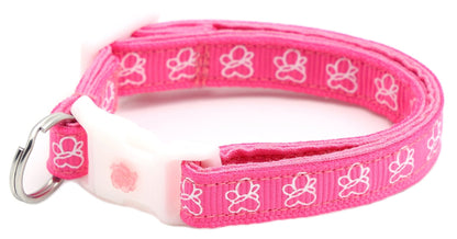 White Butterflies on Bright Pink Cat Collar - FurrrBabies & More! - Cat Collar
