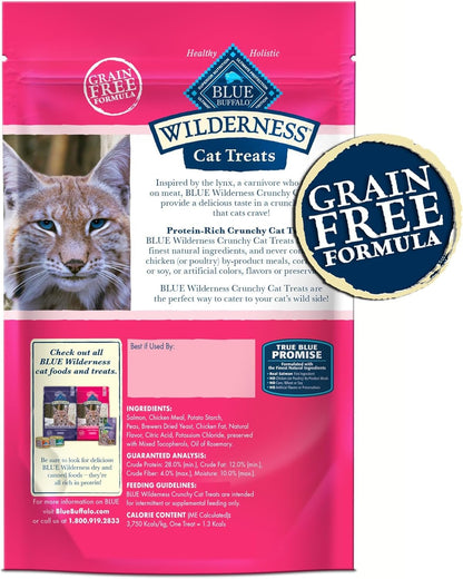 Wilderness High Protein Crunchy Cat Treats, Made with Natural Ingredients, Tasty Salmon Flavor, 2 - Oz Bag (Pack of 12) - FurrrBabies & More! - 744110711424