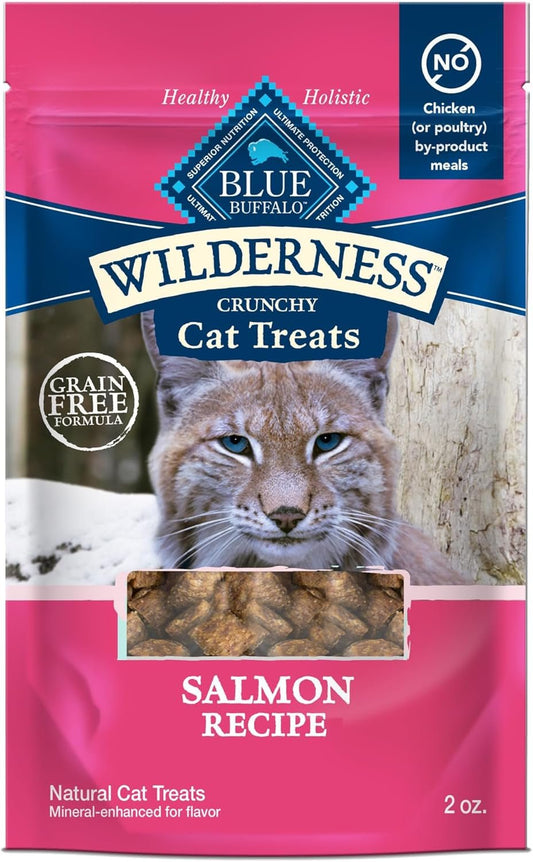 Wilderness High Protein Crunchy Cat Treats, Made with Natural Ingredients, Tasty Salmon Flavor, 2 - Oz Bag (Pack of 12) - FurrrBabies & More! - 744110711424